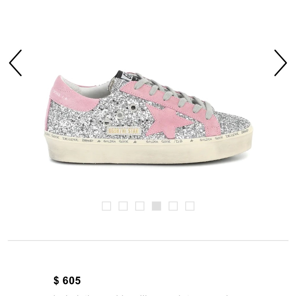 Golden goose silver glitter pink suede platform